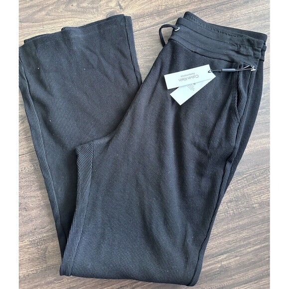 Calvin Klein Womens Sweatpants High Rise Drawstring Lounge Pant Casual Black XXL - Picture 2 of 4